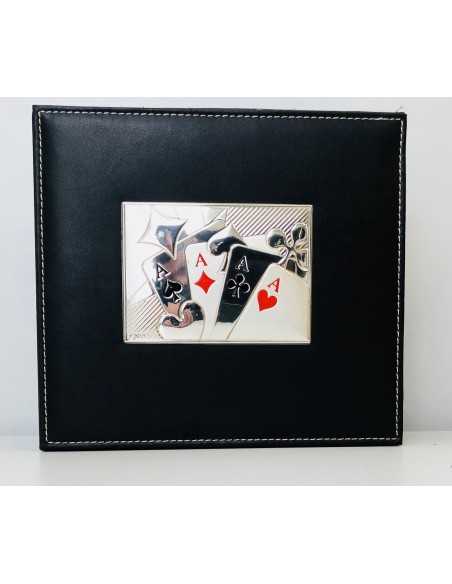 Box Poker black leather 149899 Italsilver | Futurartshop.com