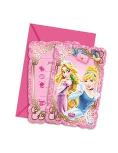 Disney Princesses set of 6 invitations with tea bags STE99582650 New Bama Party | Futurartshop.com