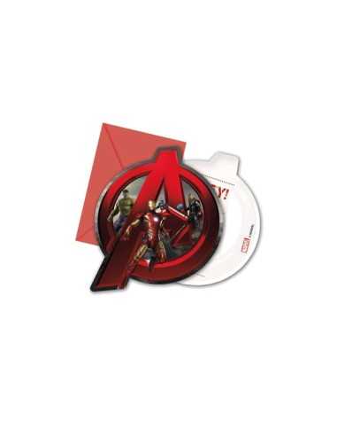 Avengers age of Ultron-set of 6 invitations with tea bags STE99585400 New Bama Party | Futurartshop.com