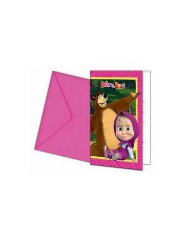 Masha e Orso set 6 inviti con bustine STE5PR86562 New Bama Party | Futurartshop.com