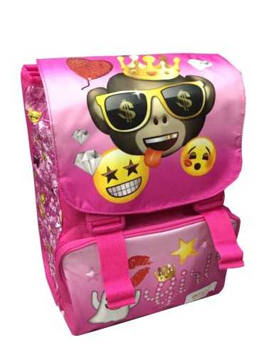 Backpack extensible eomji tween pink with monkey WON173850-R  | Futurartshop.com