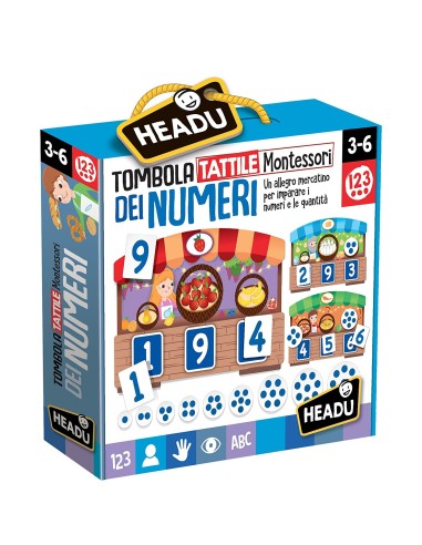 Tombola tattile Montessori dei Numeri HEAIT20249 Headu | Futurartshop.com