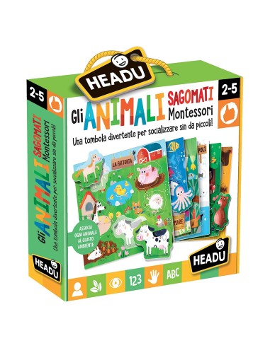 Animals sagomatiin 6 natural environments montessori HEAIT21932 Headu | Futurartshop.com