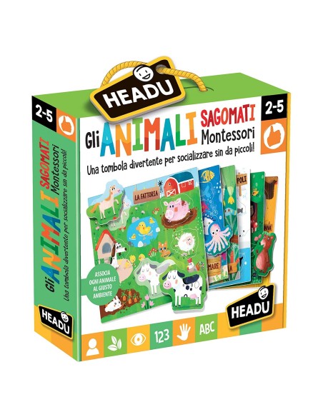 Animals sagomatiin 6 natural environments montessori HEAIT21932 Headu | Futurartshop.com