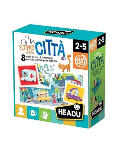 Scopro la mia citta' con 8 puzzle dei mezzi di trasporto HEAIT20508 Headu | Futurartshop.com