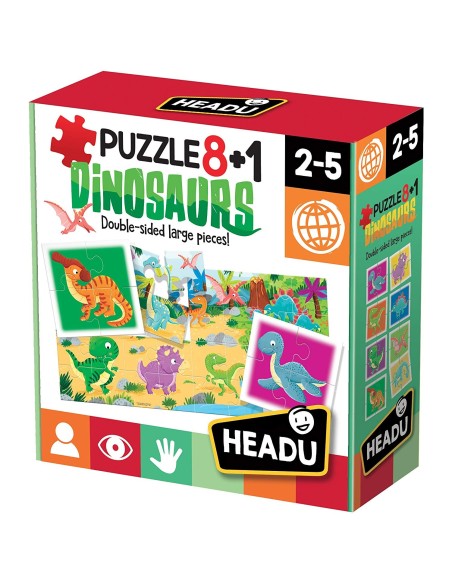 Dinosaur Puzzle 8+1 – Educational Jigsaw Toy for Kids HEAIT22243 Headu | Futurartshop.com