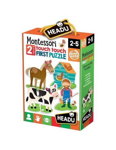 La fattoria puzzle touch 2 pezzi montessori HEAIT20874 Headu | Futurartshop.com