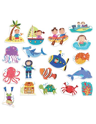 Puzzle il mare touch 2 pezzi montessori HEAIT21925 Headu | Futurartshop.com
