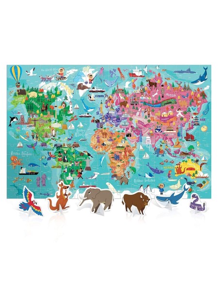 World tour giant jigsaw puzzle with 216 pieces and 25 pieces animal 3D HEAIT20898 Headu | Futurartshop.com