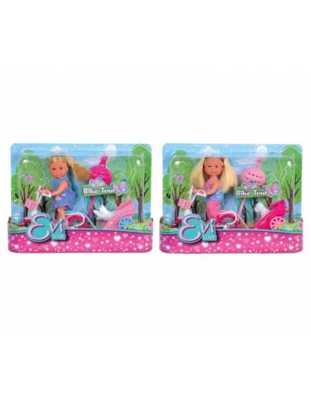 Evi in bike with puppy on trailer  SIM105730783 Simba Toys | Futurartshop.com