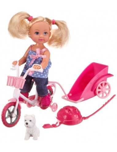 Evi Love in bici con cucciolo su trailer  SIM105730783 Simba Toys | Futurartshop.com