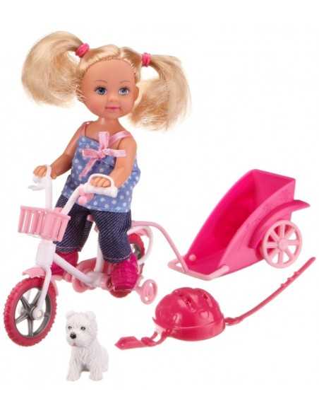Evi in bike with puppy on trailer  SIM105730783 Simba Toys | Futurartshop.com