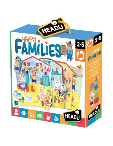 Happy families con 6 casette puzzle degli animali HEAIT21994 Headu | Futurartshop.com
