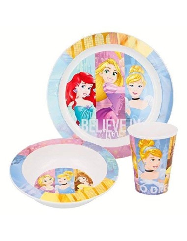 Set pappa in PVC 3 pezzi disney princess per microonde WON33250 Cerdà | Futurartshop.com