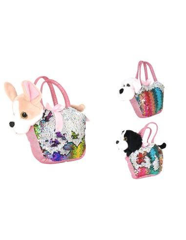 Dog plush purse sequins 3 models GLO03212 Globo | Futurartshop.com