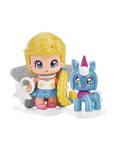 Pinypon minifigura with blonde hair and baby blue unicorn FAM700014276/25308 Famosa | Futurartshop.com
