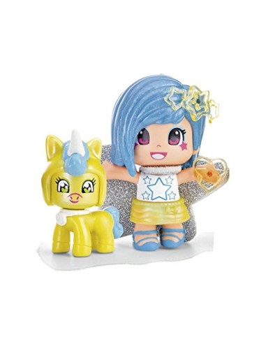 Pinypon minifigura con capelli blu e baby unicorno giallo FAM700014276/25305 Famosa | Futurartshop.com