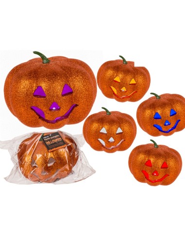 Zucca Hallowen in plastica con glitter e led cambia colore OUT190130 Out of The Blue | Futurartshop.com