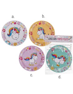 8 Piatti in carta per feste a tema Unicorno OUT62/0808 Out of The Blue | Futurartshop.com