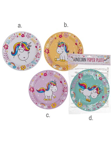 8 Plates in paper for theme parties Unicorn OUT62/0808 Out of The Blue | Futurartshop.com