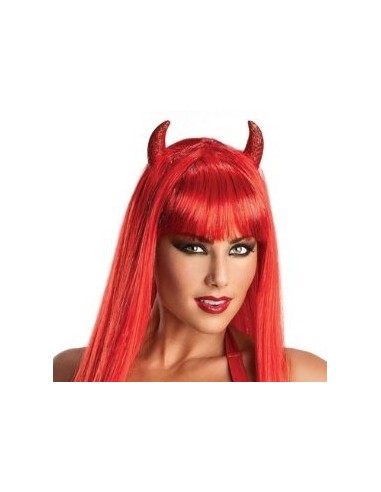 Wig spicy red with horns RUBIT52662 Rubies | Futurartshop.com