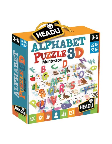 Montessori alphabet 3D puzzle HEAIT20973 Headu | Futurartshop.com