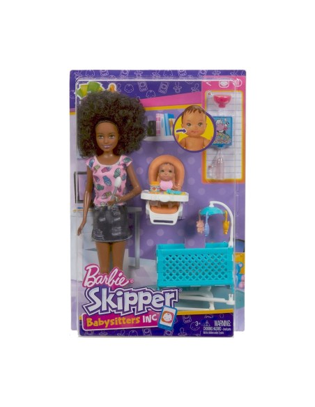 Barbie skipper babysitter doll brunette with cot MATFHY97/FHY99 Mattel | Futurartshop.com