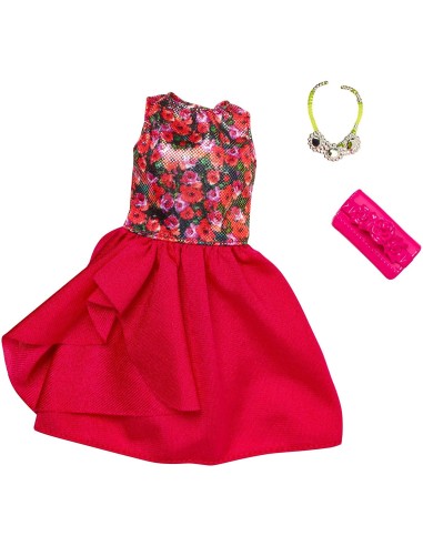 Barbie pack look abito rosso con fiori MATFND47/FLP77 Mattel | Futurartshop.com