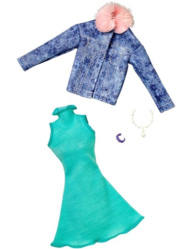 Barbie pack look jacket jeans with green skirt MATFND47/FRY83 Mattel | Futurartshop.com