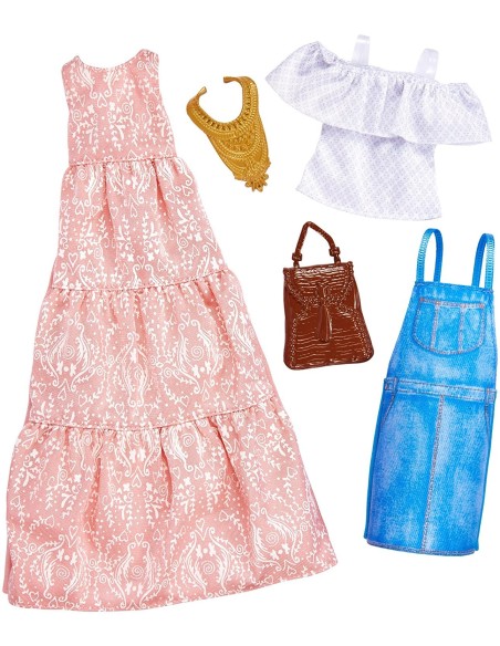 Barbie pack 2 full dress pink-white shirt with tank top MATFKT27/FKT31 Mattel | Futurartshop.com