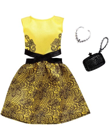 Barbie pack look yellow dress with skirt lace MATFND47/FXJ08 Mattel | Futurartshop.com