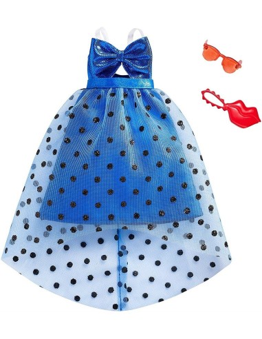 Barbie pack look abito blu con gonna a pois MATFND47/FXJ07 Mattel | Futurartshop.com