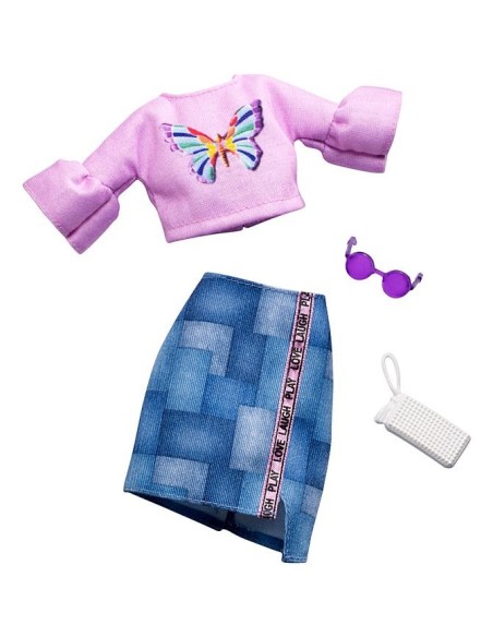 Barbie pack look pink shirt with denim skirt MATFND47/FXJ02 Mattel | Futurartshop.com