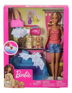 Barbie set de 3 chiots dans une baignoire et accessoires GDJ37 Mattel- Futurartshop.com