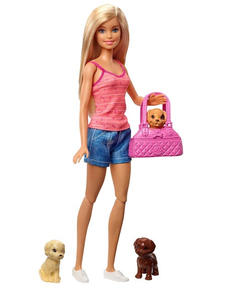 Barbie set with 3 puppies in a bath tub and accessories TOYGDJ37 Mattel | Futurartshop.com