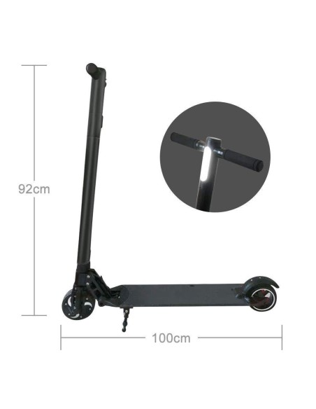 Electric scooter in aluminium with display and LED PRIWH-E5/NERO Prismalia | Futurartshop.com