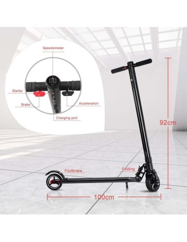 Monopattino elettrico in alluminio con display e LED PRIWH-E5/NERO Prismalia | Futurartshop.com