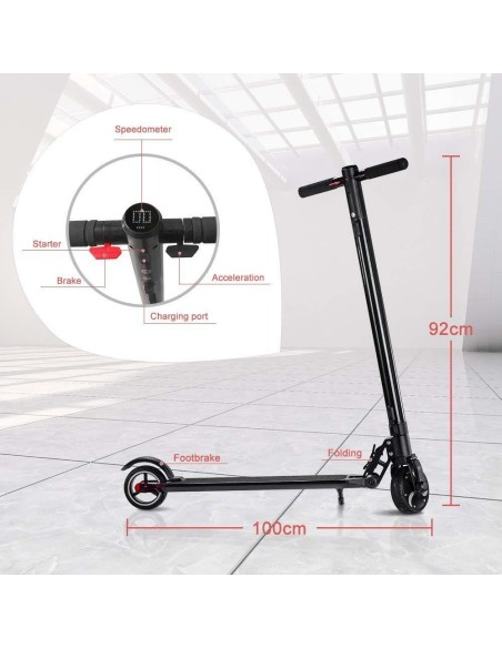 Electric scooter in aluminium with display and LED PRIWH-E5/NERO Prismalia | Futurartshop.com