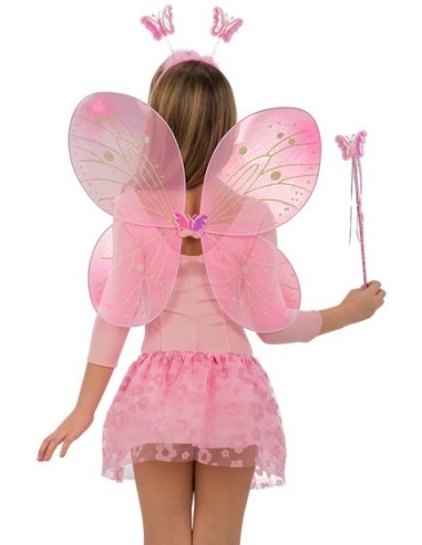Set pink Butterfly skirt, wings, headband and wand CAR06428 Carnival Toys | Futurartshop.com