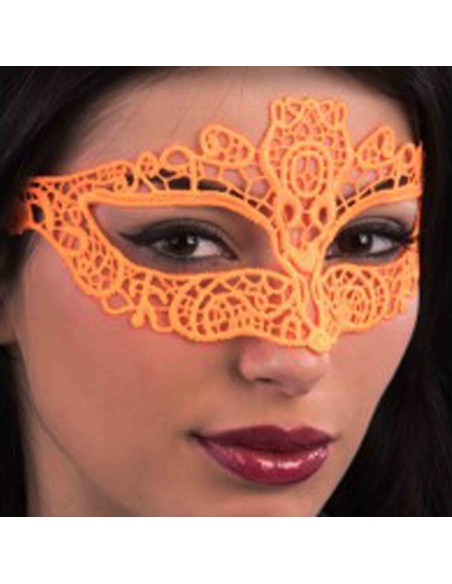 Mask orange fluo fabric macramé CAR1759 Carnival Toys | Futurartshop.com