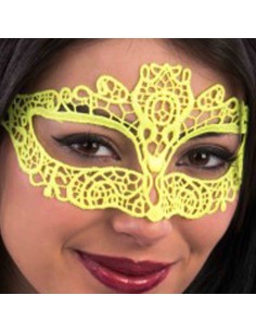 Maschera giallo fluo in tessuto macramè CAR1757 Carnival Toys | Futurartshop.com