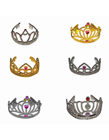Corona in plastica oro o argento con gemme CAR01895 Carnival Toys | Futurartshop.com