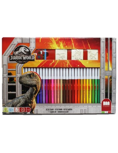 Jurassic World - Set 36 pennarelli più timbri MUL957975 Multiprint | Futurartshop.com