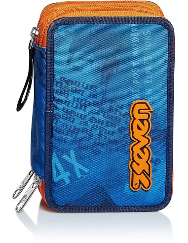 Pencil case 3 zip Up Beat Ocean blue SEV301012002-506 Seven | Futurartshop.com