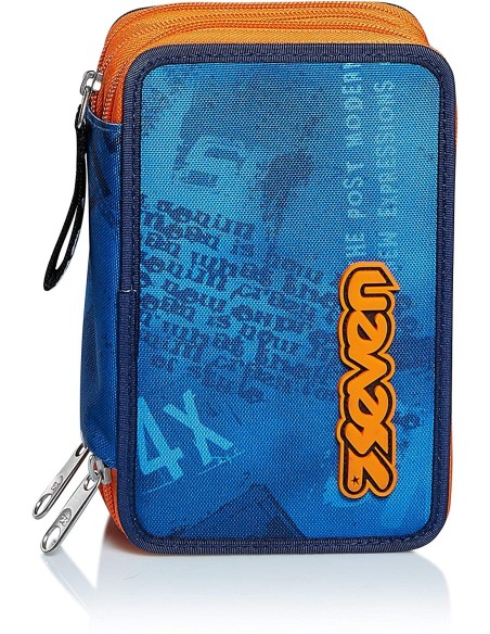 Pencil case 3 zip Up Beat Ocean blue SEV301012002-506 Seven | Futurartshop.com