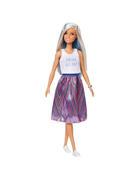 Barbie Fashionistas - Bambola Top bianco e gonna multicolor 120 TOYFBR37/FXL53 Mattel | Futurartshop.com