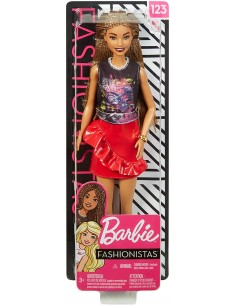 Barbie-Fashionistas - Puppe, schwarzes oberteil und roten rock 123 FBR37/FXL56 Mattel- Futurartshop.com
