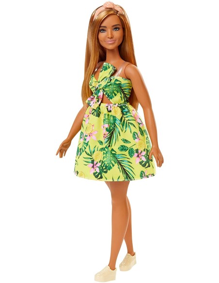 Barbie Fashionistas - Doll Curvy Dress with yellow flowers 126 TOYFBR37/FXL59 Mattel | Futurartshop.com