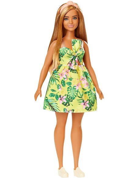 Barbie Fashionistas - Doll Curvy Dress with yellow flowers 126 TOYFBR37/FXL59 Mattel | Futurartshop.com