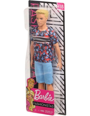 Barbie Fashionistas - Bambola Ken T-Shirt e Shorts 118 MATDWK44/FXL65 Mattel | Futurartshop.com